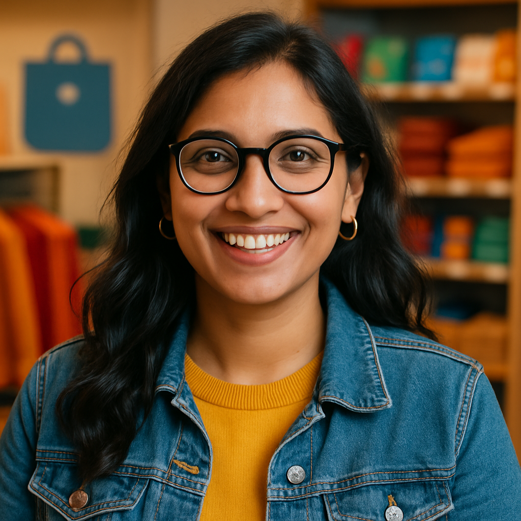 I need a profile picture for Priya Singh who is a AI project manager for the global retailer No text just the profile picture Make is a little fun rather formulaic corporate-1