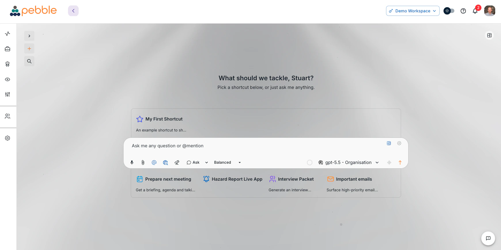 PebbleChat interface